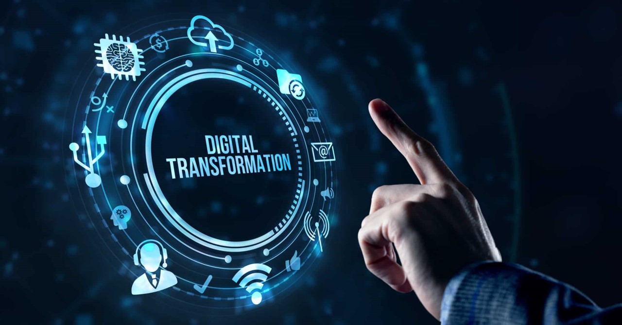 A man pointing to digital transformation